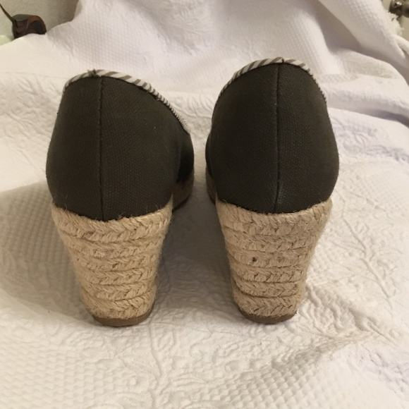 Retro Vintage Canvas Stripe Espadrille Wedges Sz 9 - Picture 5 of 6